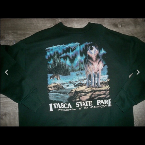 Vtg Fruit of the Loom Howling Wolf Sweatshirt LG - Picture 3 of 9
